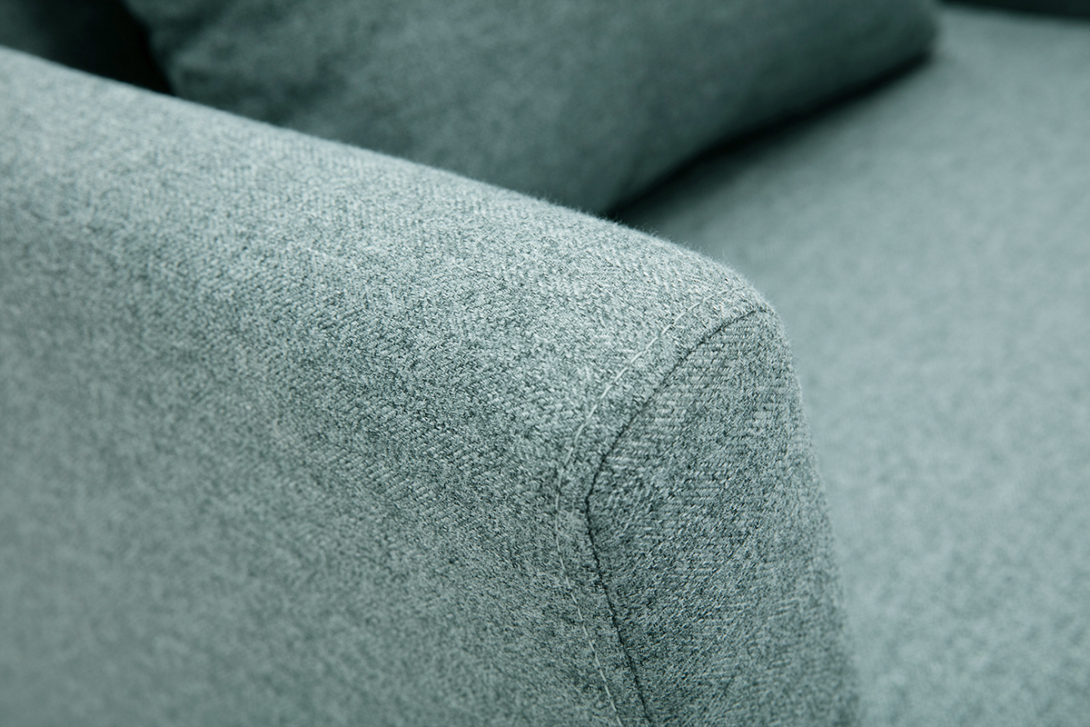 Fauteuil scandinave dhoussable en tissu vert de gris et bois clair OSLO