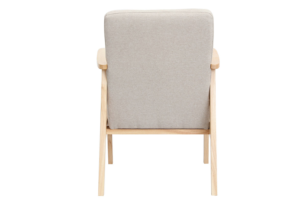 Fauteuil scandinave en tissu beige et bois clair ABYSS