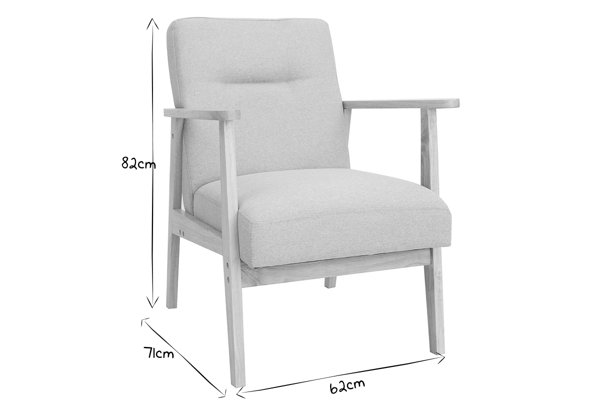 Fauteuil scandinave en tissu beige et bois clair ABYSS