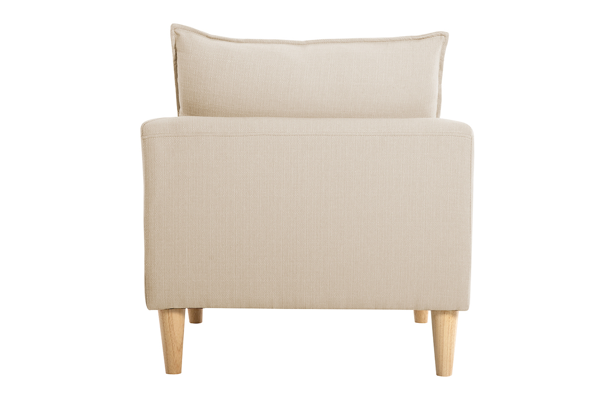 Fauteuil scandinave en tissu beige et bois clair KATE