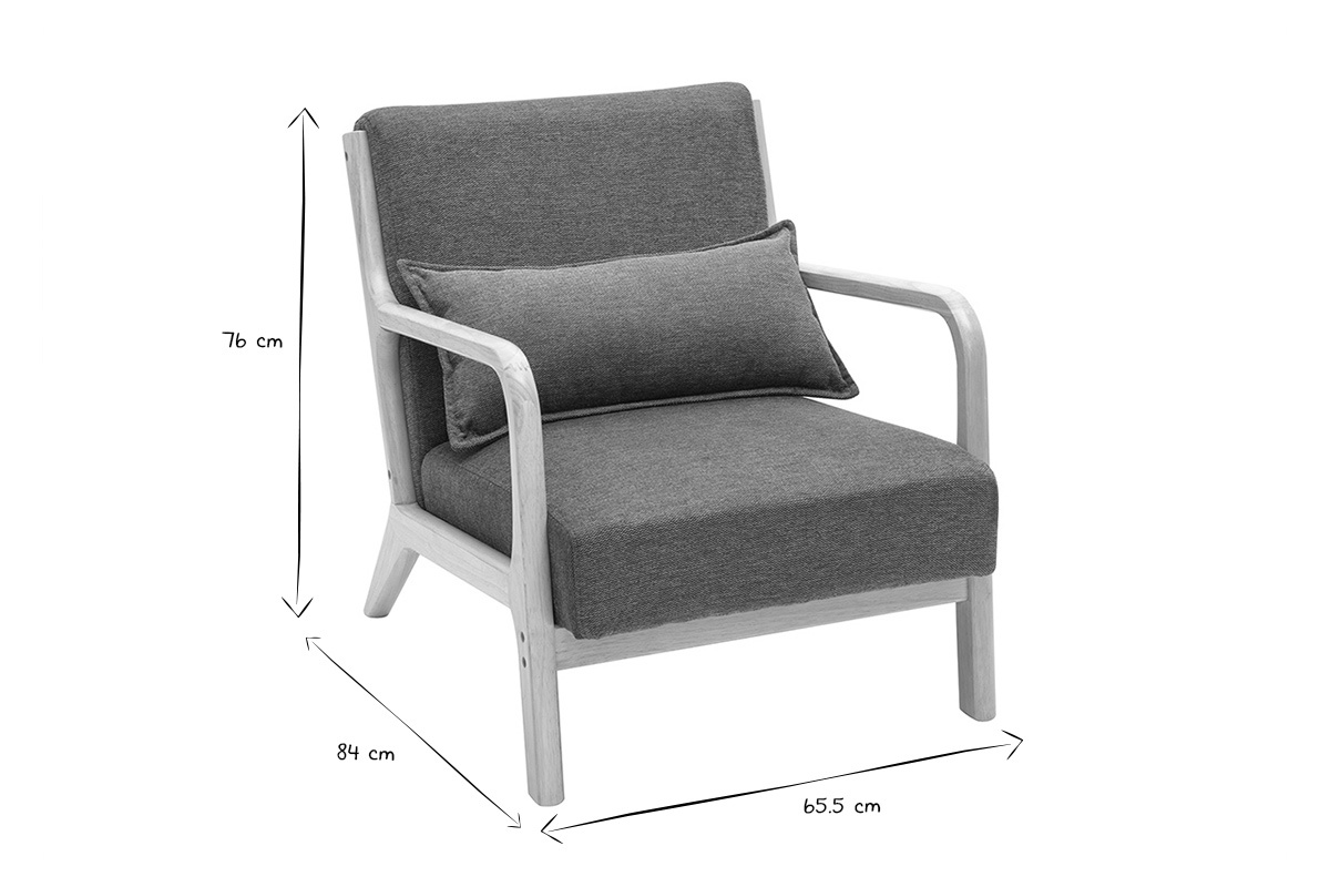 Fauteuil scandinave en tissu effet velours terre brle et bois clair massif DERRY