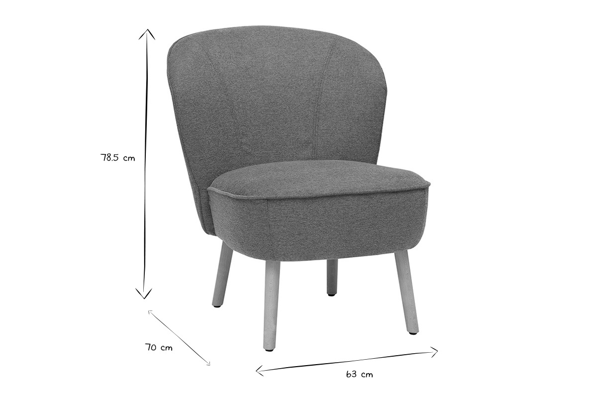 Fauteuil scandinave en tissu effet velours textur terre brle et bois clair AMANITA