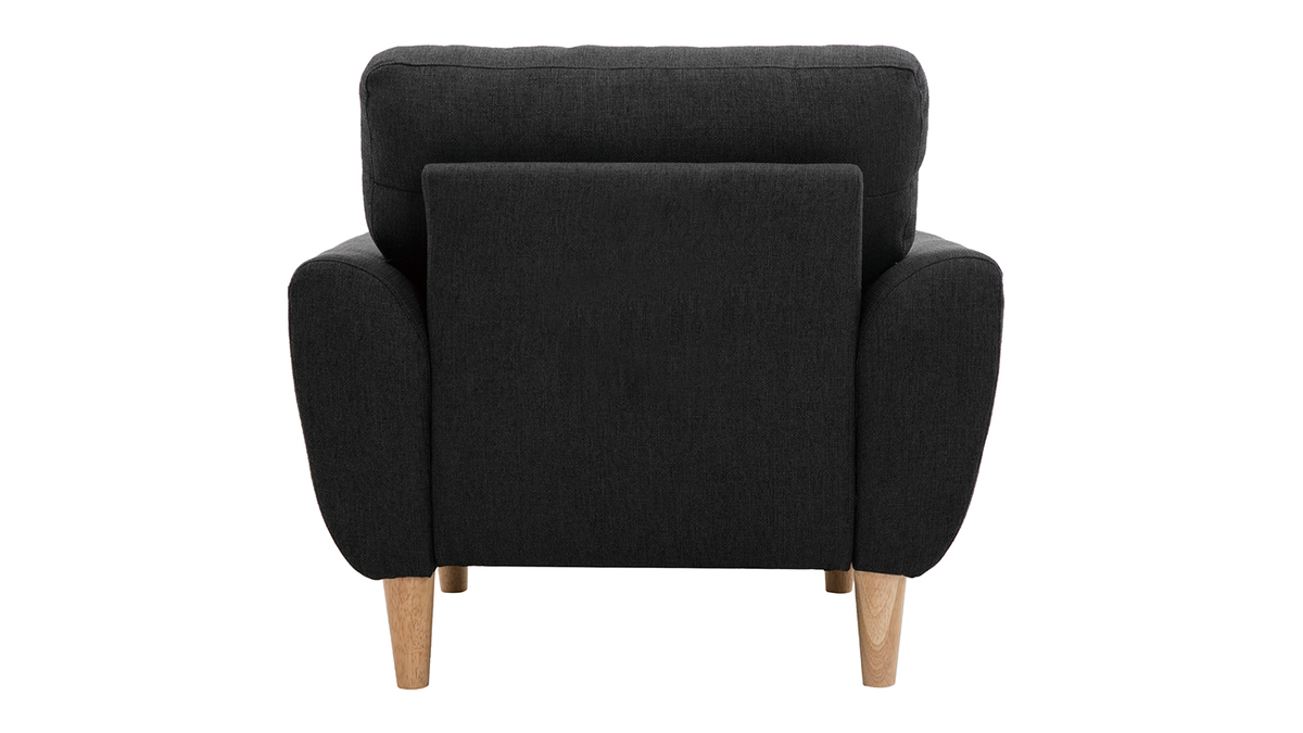 Fauteuil scandinave en tissu gris anthracite et bois clair ALICE