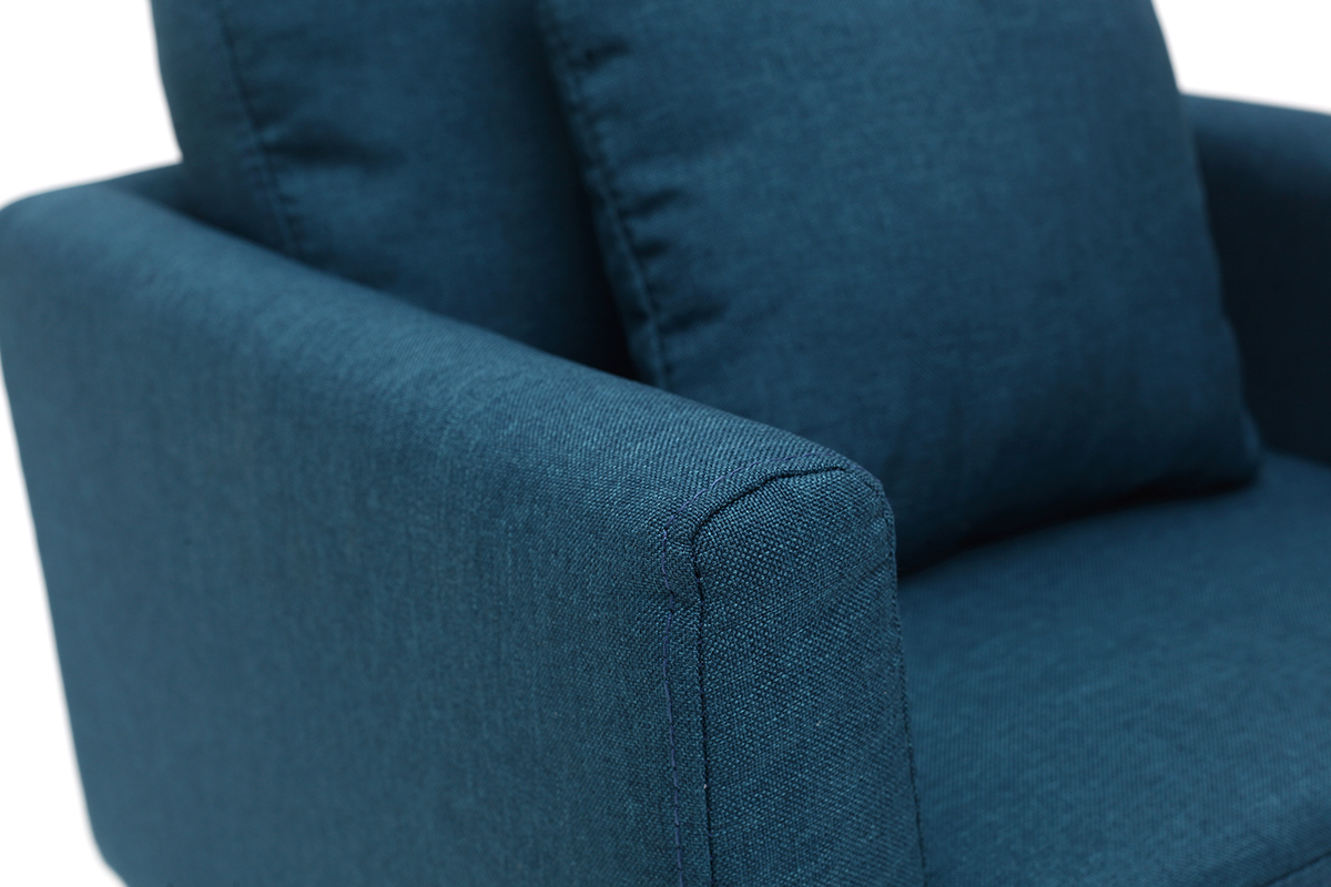 Fauteuil scandinave enfant d�houssable en tissu bleu canard et bois clair BABY OSLO