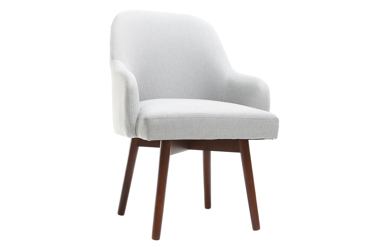 Fauteuil scandinave gris et bois fonc MONA