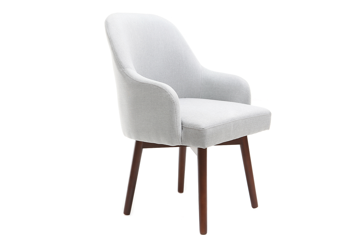 Fauteuil scandinave gris et bois fonc MONA