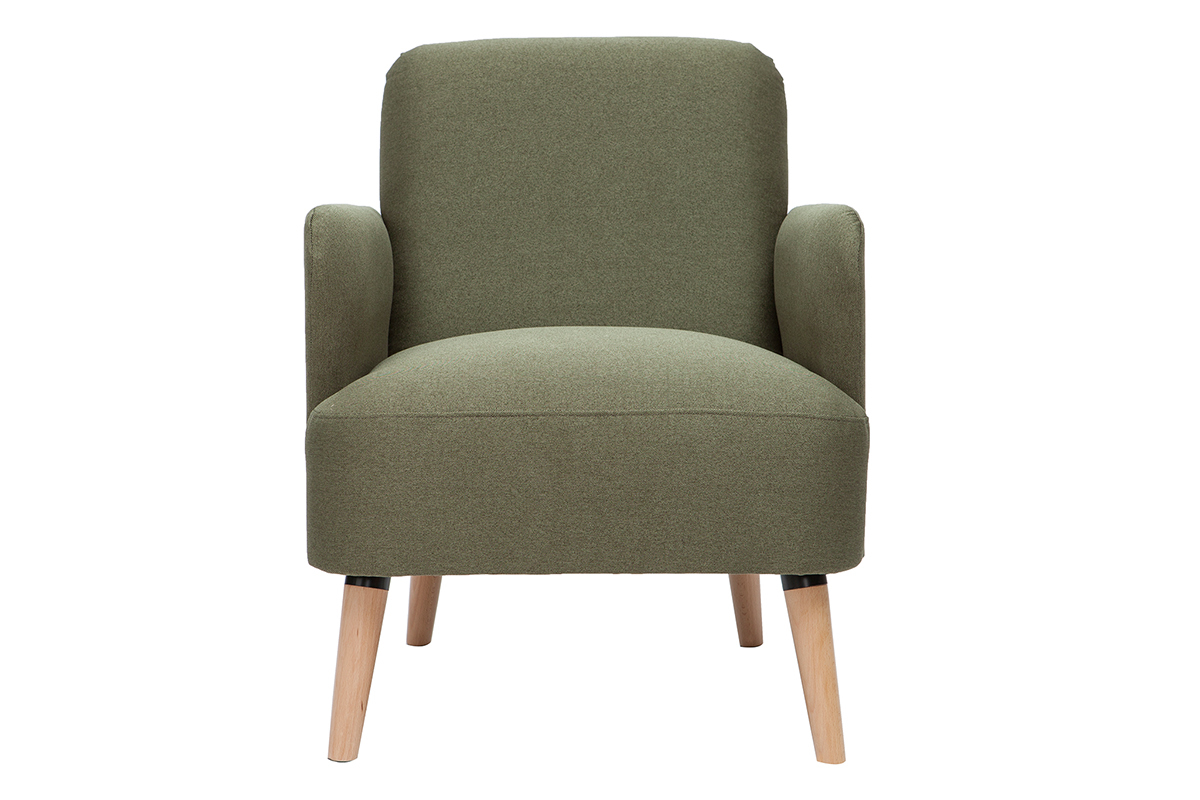Fauteuil scandinave kaki et bois clair ISKO