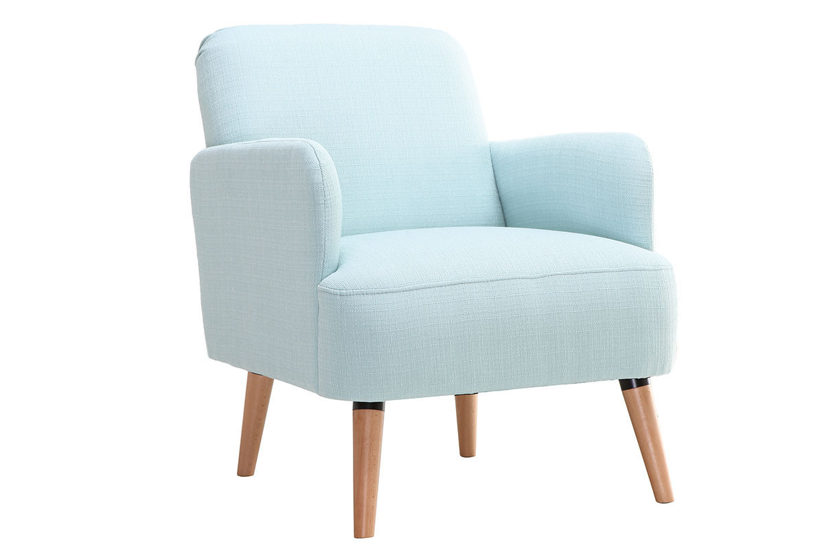 Fauteuil scandinave menthe  l'eau et bois clair ISKO