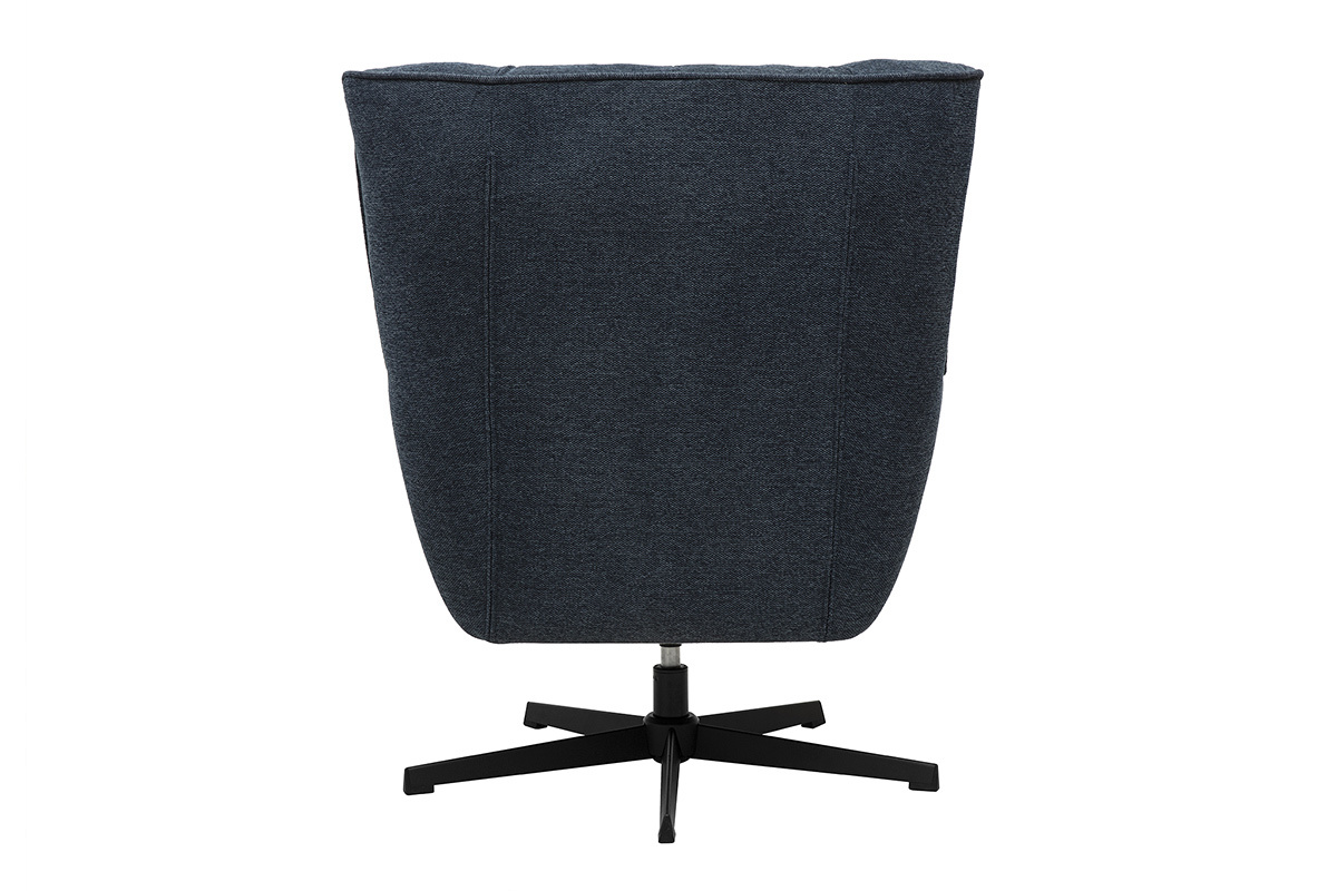Fauteuil scandinave pivotant en tissu effet velours textur bleu fonc et mtal AVERY