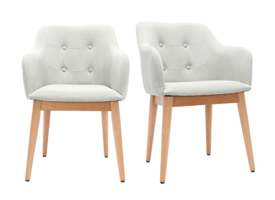 Fauteuil scandinave tissu gris clair et pieds bois (lot de 2) BALTIK