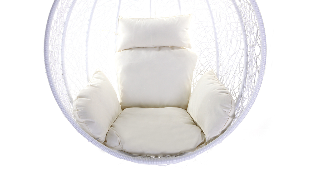 Fauteuil suspendu blanc  sur pied en rsine et mtal MOJO