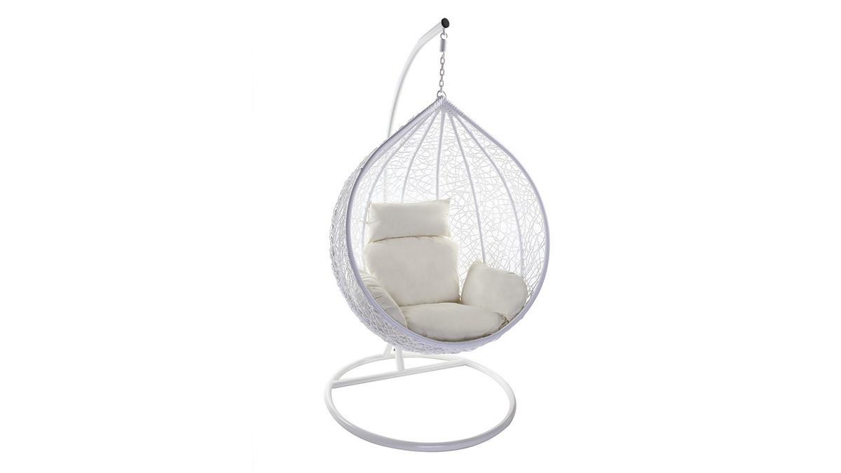 Fauteuil suspendu blanc  sur pied en rsine et mtal MOJO