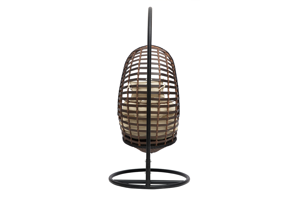 Fauteuil suspendu int�rieur/ext�rieur effet rotin et m�tal LOMBOCK