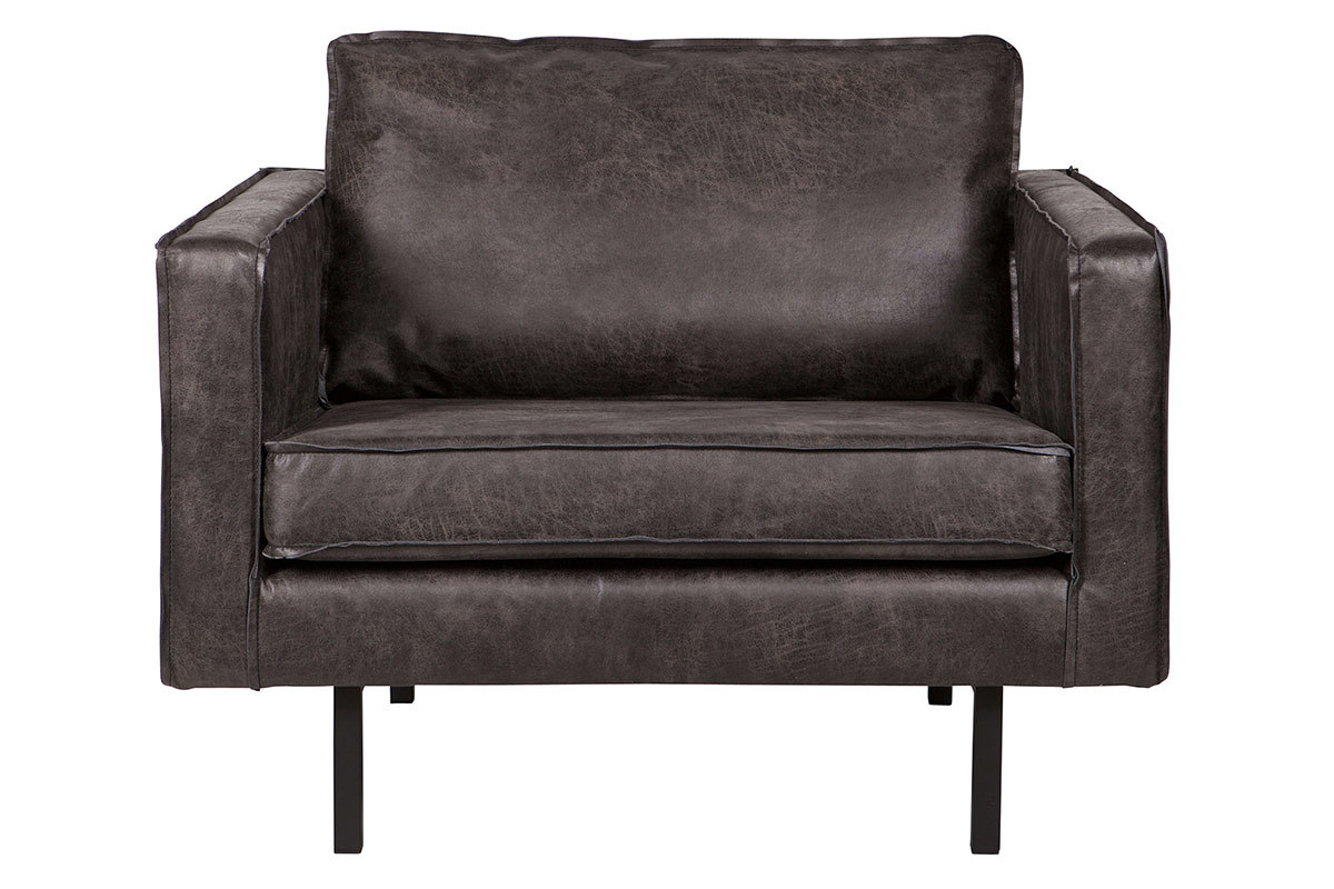 Fauteuil vintage cuir noir ASPEN