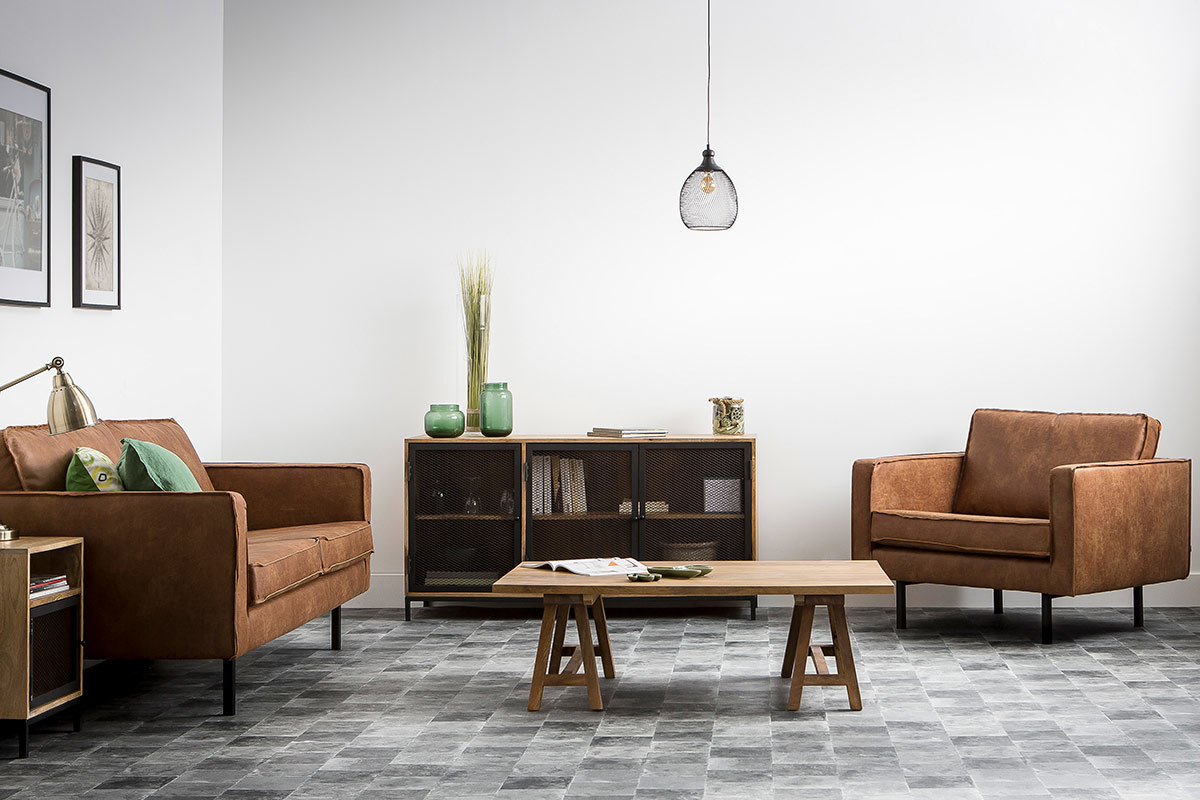 Fauteuil vintage cuir noir ASPEN