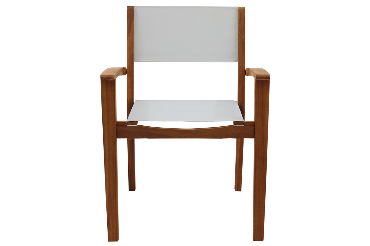 Fauteuils de jardin blanc et bois massif (lot de 2) ASTERA