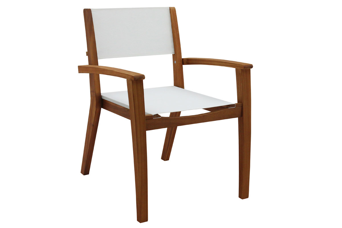 Fauteuils de jardin blanc et bois massif (lot de 2) ASTERA