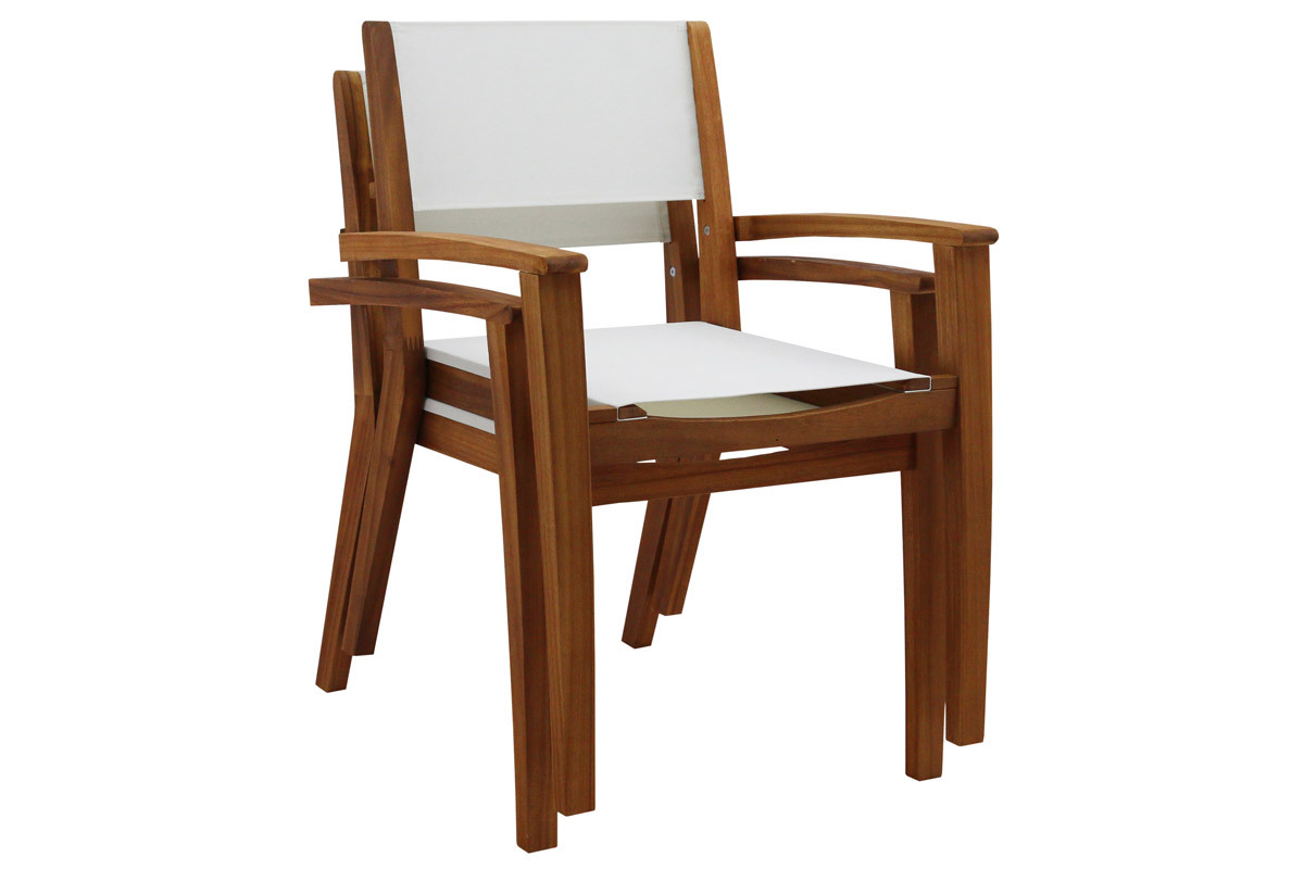Fauteuils de jardin blanc et bois massif (lot de 2) ASTERA