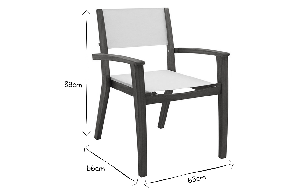 Fauteuils de jardin blanc et bois massif (lot de 2) ASTERA