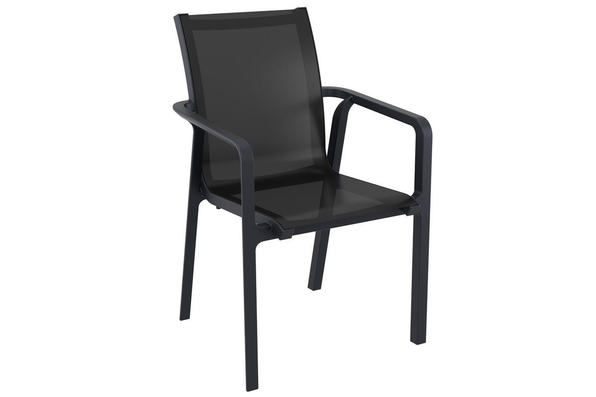 Fauteuils de jardin empilables noirs (lot de 4) CORAIL