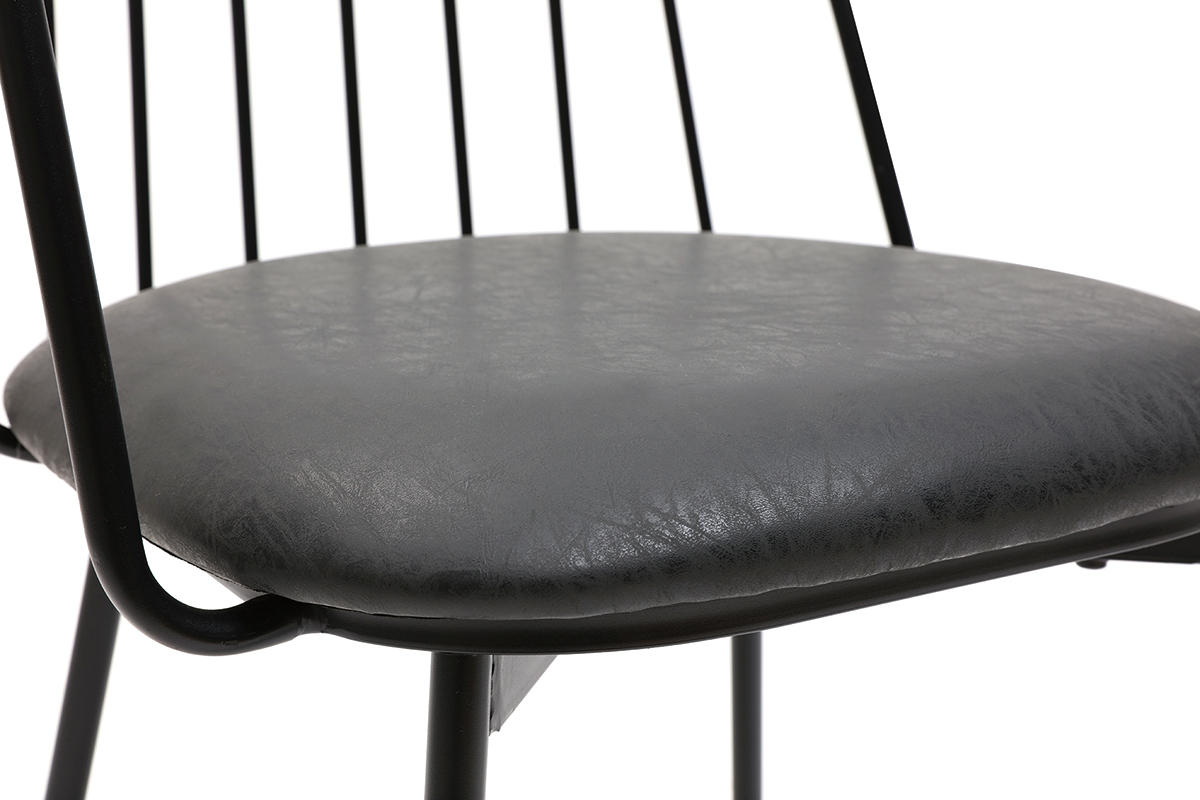 Fauteuils de table design en mtal noir avec coussin (lot de 2) GRID