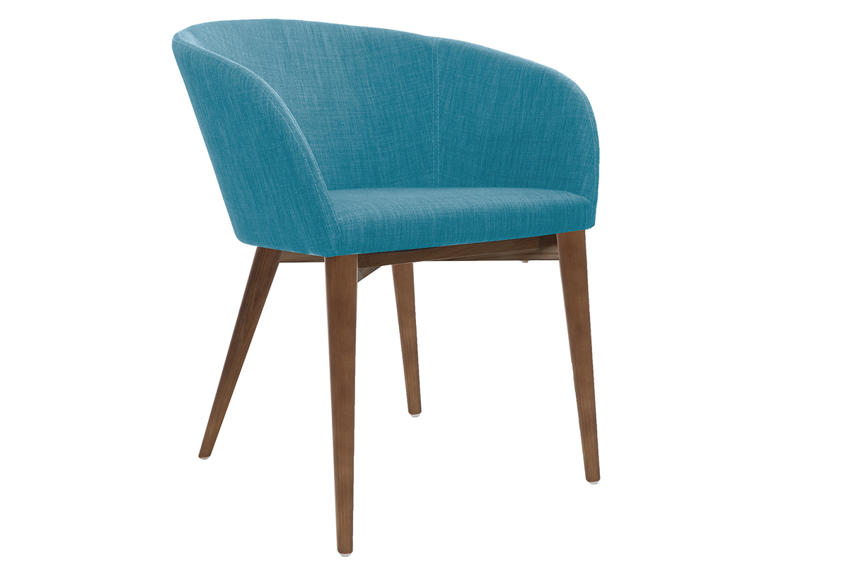 Fauteuils design bleu et bois fonc� (lot de 2) DALIA