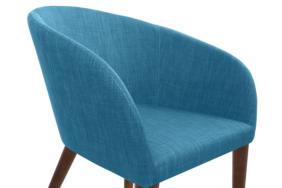 Fauteuils design bleu et bois fonc� (lot de 2) DALIA