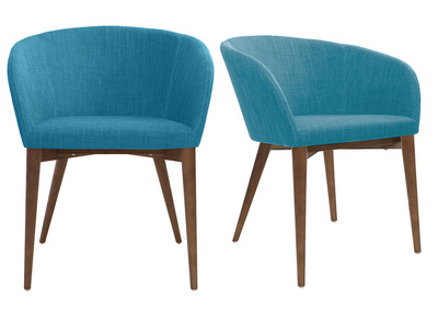 Fauteuils design bleu et bois fonc&eacute; (lot de 2) DALIA