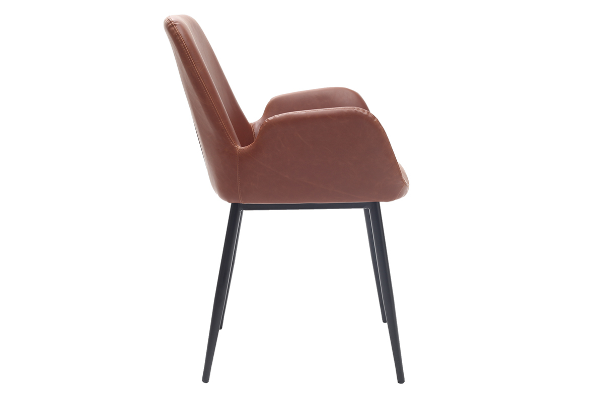 Fauteuils vintage marron clair avec pieds m�tal noirs (lot de 2) TIKA