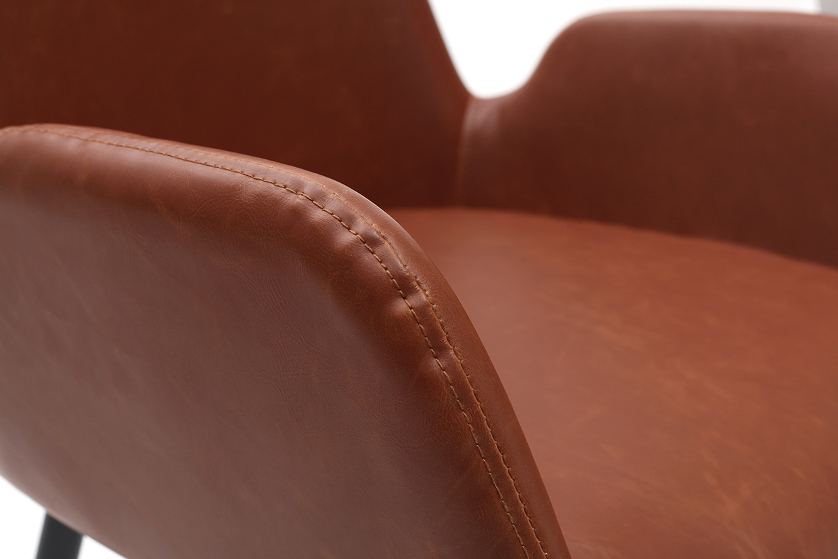 Fauteuils vintage marron clair avec pieds m�tal noirs (lot de 2) TIKA