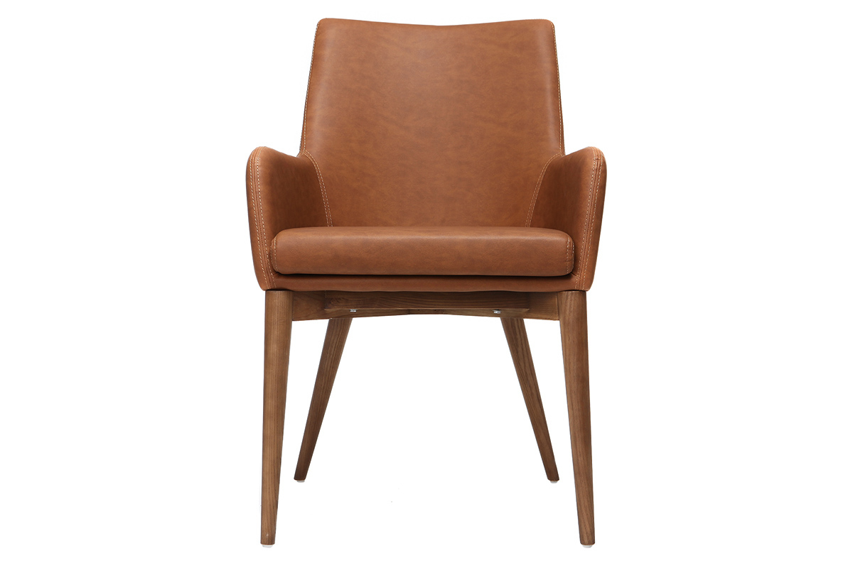 Fauteuils vintage marron et bois (lot de 2) SHANA