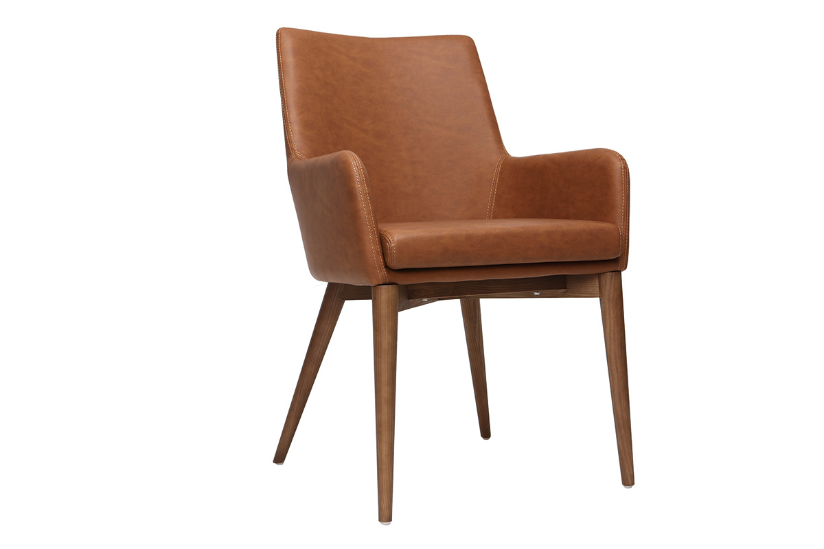 Fauteuils vintage marron et bois (lot de 2) SHANA