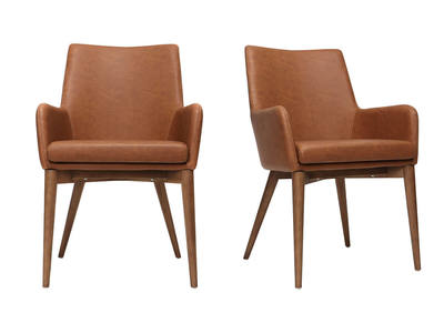 Fauteuils vintage marron et bois (lot de 2) SHANA