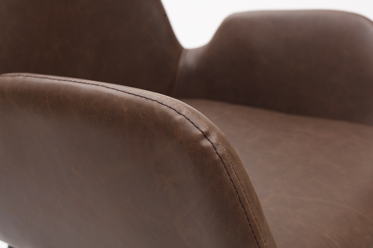 Fauteuils vintage marron fonc� avec pieds m�tal noirs (lot de 2) TIKA