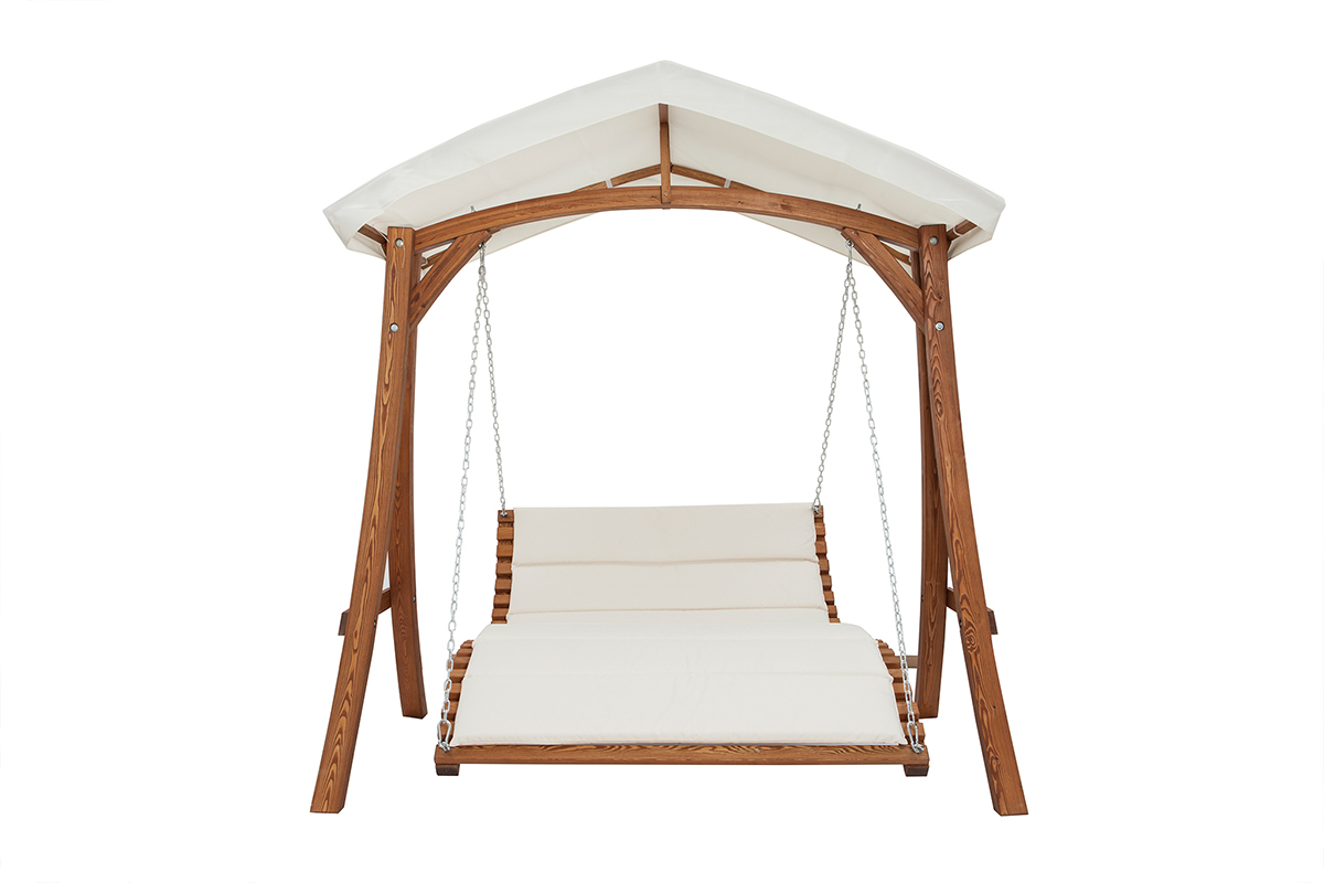 Hamac lit 2 places m�l�ze et tissu blanc cass� SANTORIN