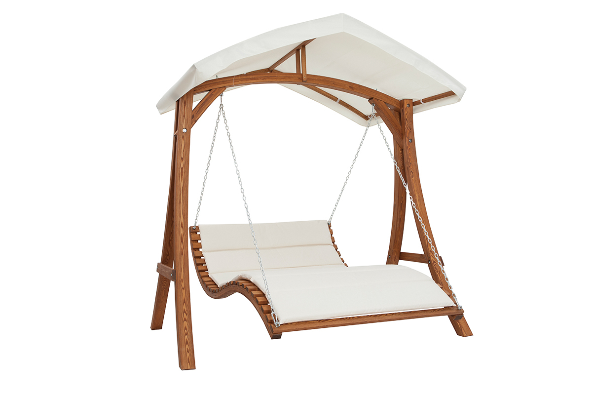 Hamac lit 2 places m�l�ze et tissu blanc cass� SANTORIN