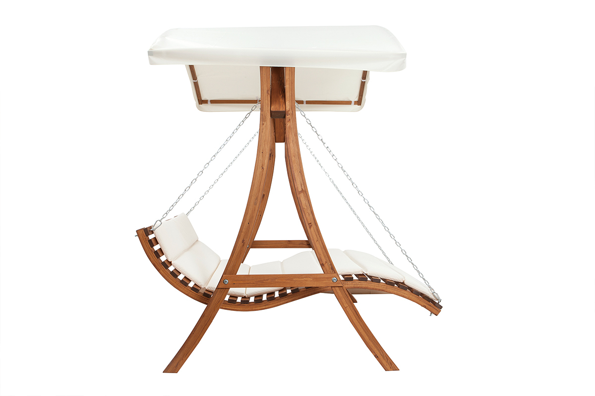 Hamac lit 2 places m�l�ze et tissu blanc cass� SANTORIN