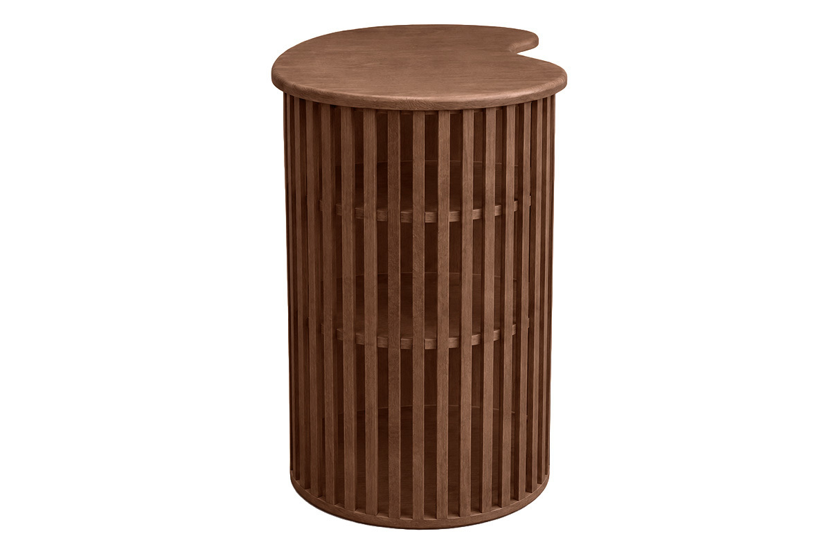 Ilot - table de bar avec rangements en bois fonc� manguier massif H90 cm LOBIO