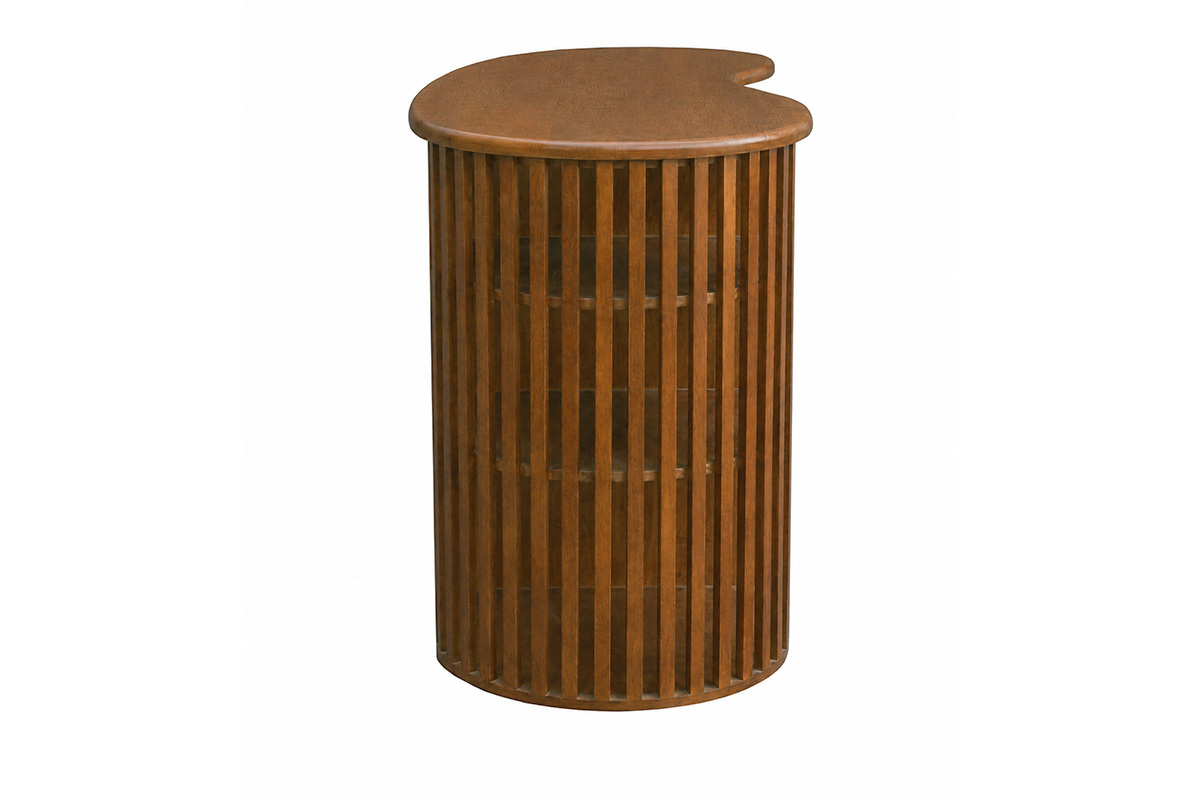 Ilot - table de bar avec rangements en bois fonc� manguier massif H90 cm LOBIO