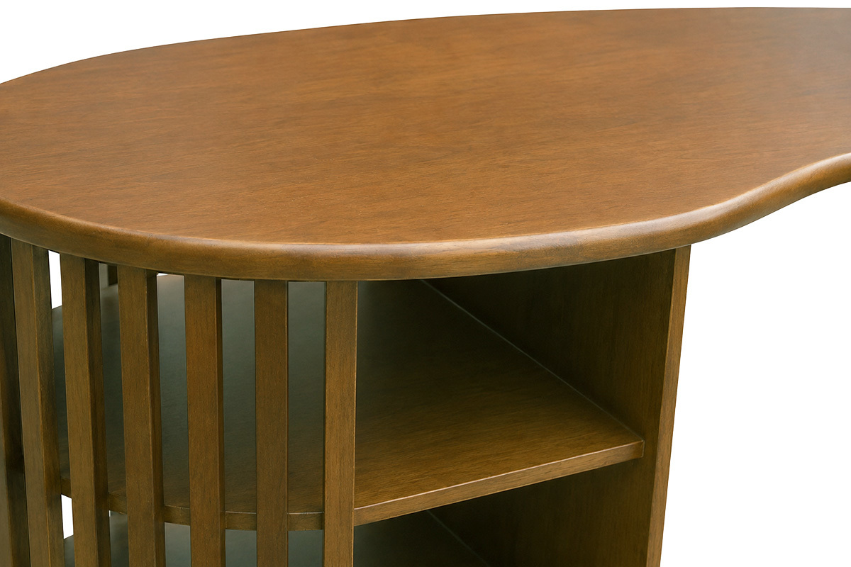 Ilot - table de bar avec rangements en bois fonc� manguier massif H90 cm LOBIO