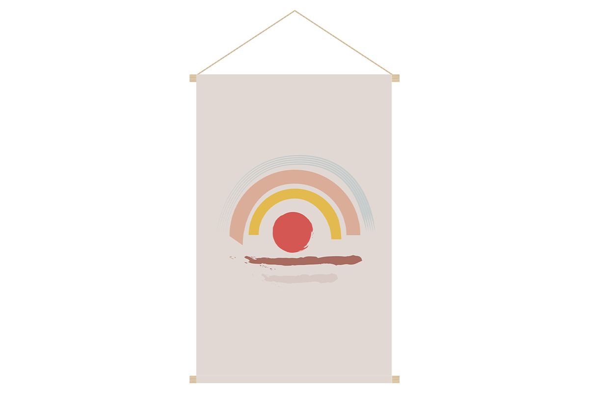 Kakemono enfant tableau en toile suspendue arc-en-ciel  L40 x H60 cm HAPPY