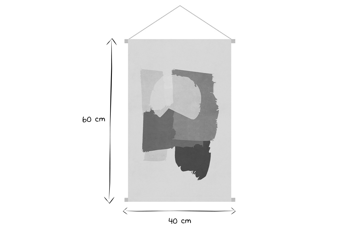 Kakemono tableau en toile suspendue formes abstraites L40 x H60 cm SAHARA