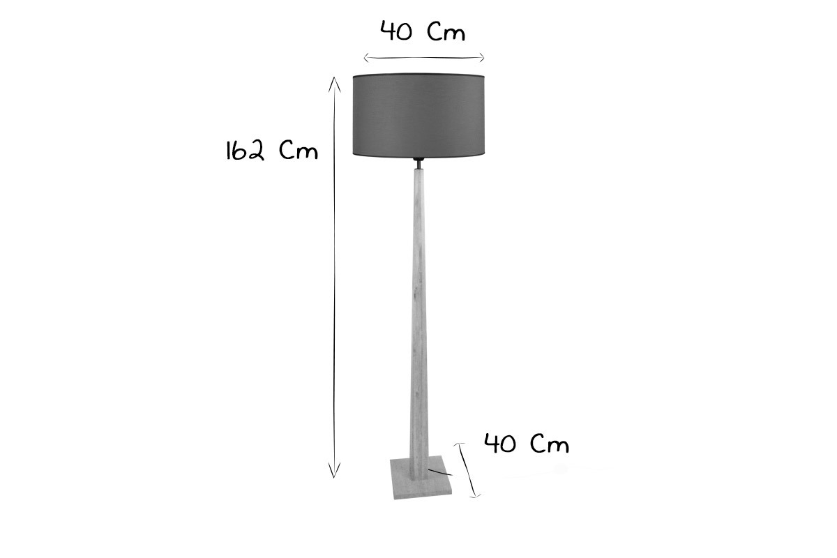 Lampadaire bleu gris� avec pied bois NIDRA