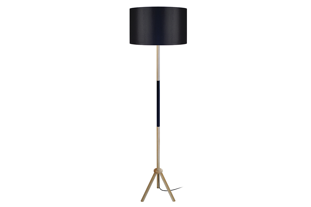 Lampadaire design tr�pied bois noir ELIOT