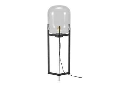 Lampadaire en m&eacute;tal finition argent ancien et globe en verre HALCYON