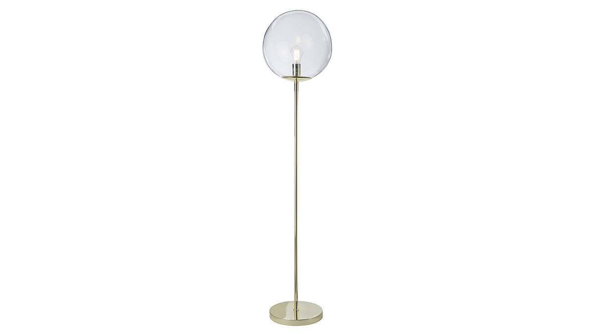 Lampadaire globe en verre et mtal dor H160 cm SOAP