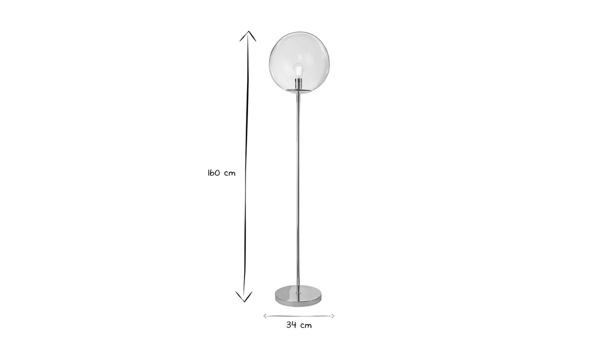 Lampadaire globe en verre et mtal dor H160 cm SOAP