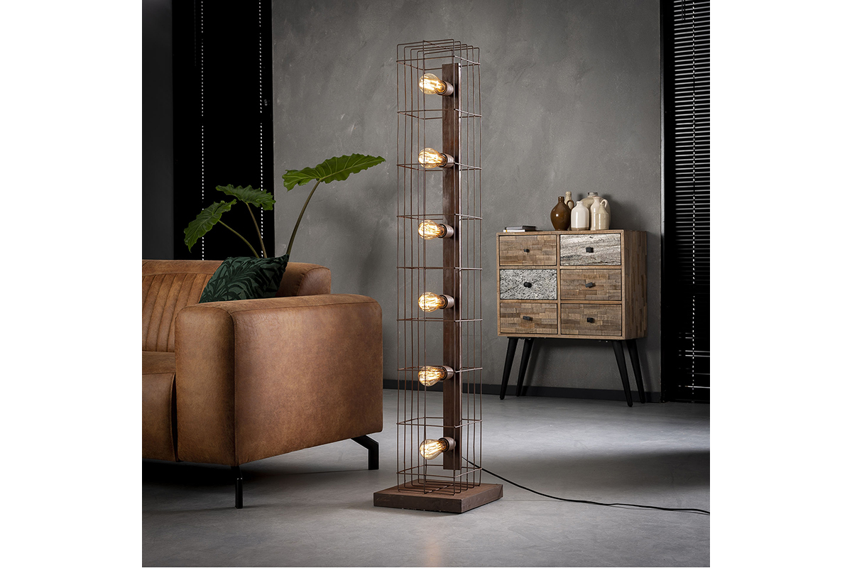 Lampadaire industriel en m�tal marron rouille RUST