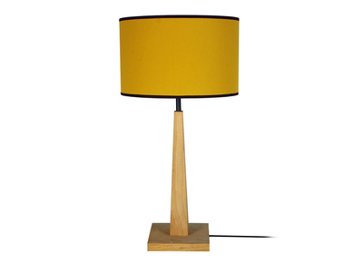 Lampadaire jaune avec pied en bois NIDRA
