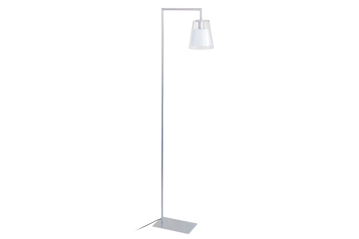 Lampadaire liseuse design verre blanc ACROSS